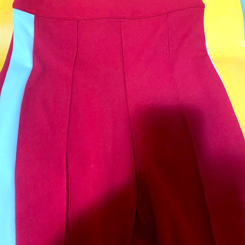 H&M long wine with white strips on the side.